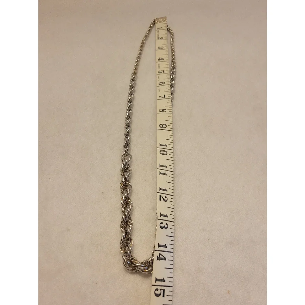 Chunky Twisted‎ Necklace Silver Tone Metal Rope Chain Minimalist Fashion Jewelry